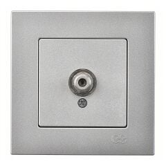 Günsan Eqona Gümüş Tekli Uydu Prizi F Konnektörlü (Geçişli-Sonlu)