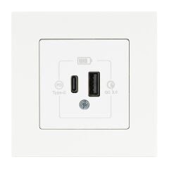 Gunsan Eqona Beyaz Şarj Prizi 20W QC3.0 PD Type-C + USB Çift Çıkışlı