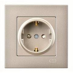 Günsan Eqona Metalik Bej Çocuk Korumalı Topraklı Priz