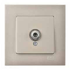 Günsan Eqona Metalik Bej Tekli Uydu Prizi F Konnektörlü (Geçişli-Sonlu)