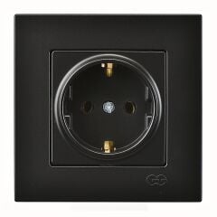 Günsan Eqona Metalik Siyah Topraklı Priz