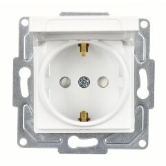 Günsan Eqona Beyaz Çocuk Korumalı Kapaklı Topraklı Priz Mekanizma