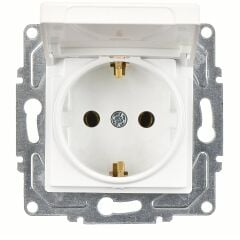 Günsan Eqona Beyaz Kapaklı Topraklı Priz Mekanizma