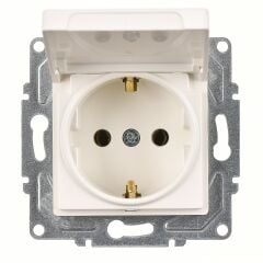 Günsan Eqona Fildişi Beyazı Kapaklı Topraklı Priz Mekanizma