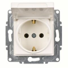 Günsan Eqona Fildişi Beyazı Kapaklı Topraklı Priz Mekanizma