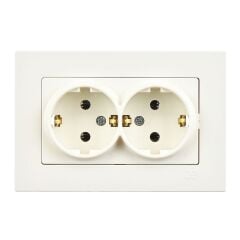 Günsan Eqona Fildişi Beyazı İkili Topraklı Priz