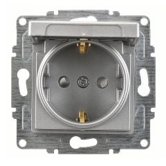 Günsan Eqona Gümüş Çocuk Korumalı Kapaklı Topraklı Priz Mekanizma