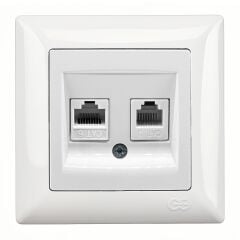 Günsan Visage Beyaz Data + Nümeris Telefon Prizi (RJ45 Cat6 + Cat3)