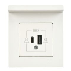 Günsan Eqona Fildişi Beyaz Pratik Telefon Tutucu Şarj Prizi 20W QC3.0 PD Type-C + USB Çift Çıkışlı