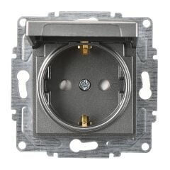 Günsan Eqona Füme Çocuk Korumalı Kapaklı Topraklı Priz Mekanizma