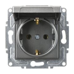 Günsan Eqona Füme Kapaklı Topraklı Priz Mekanizma