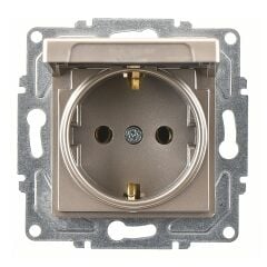 Günsan Eqona Metalik Bej Kapaklı Topraklı Priz Mekanizma