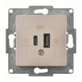 Günsan Eqona Metalik Bej Şarj Prizi 20W QC3.0 PD Type-C + USB Çift Çıkışlı Mekanizma