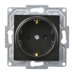 Günsan Eqona Metalik Siyah Çocuk Korumalı Topraklı Priz Mekanizma