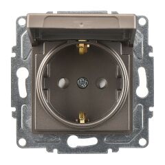 Günsan Eqona Mocha Çocuk Korumalı Kapaklı Topraklı Priz Mekanizma